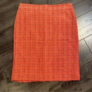 J.Crew No.2 Pencil skirt woven tweed orange pink